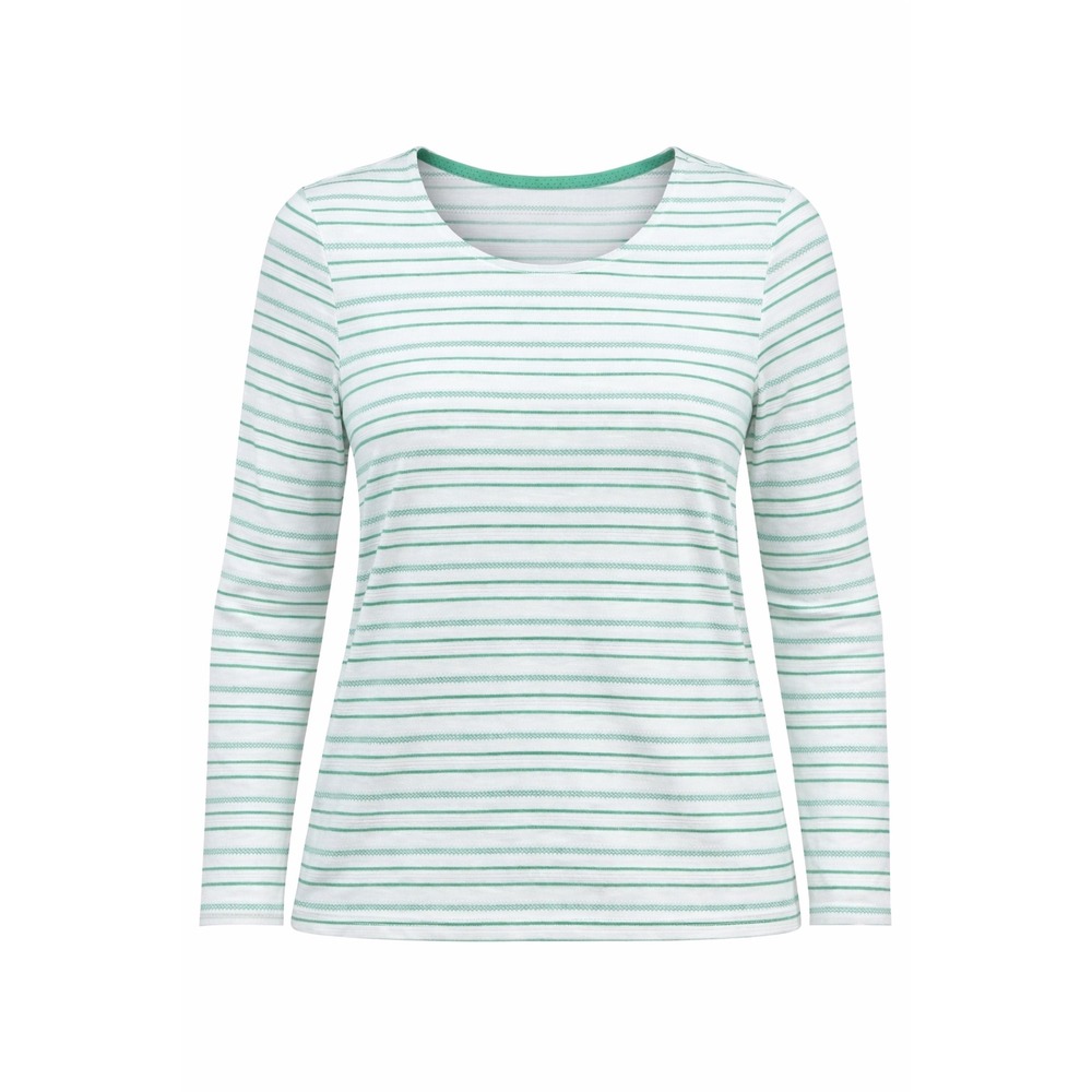 Christopher Banks Womens Large Green White NEW Striped Long Sleeve Top layr‎